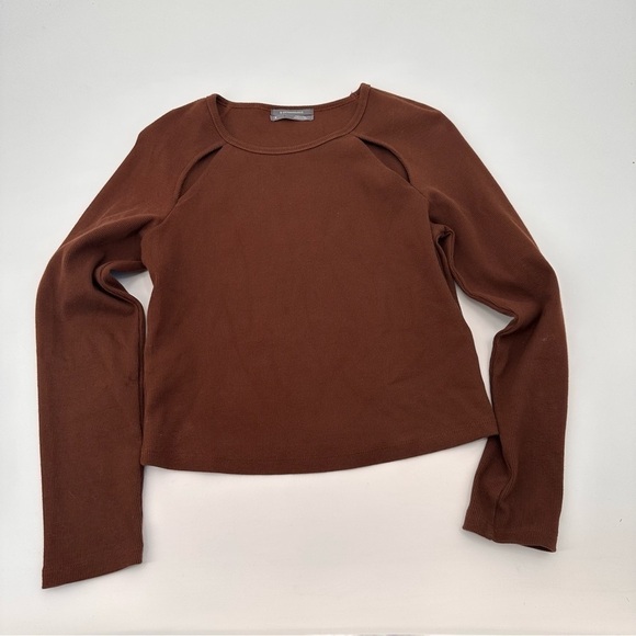 Anthropologie Maeve Ribbed Cut Out Longsleeve Top Size Medium - Picture 2 of 5